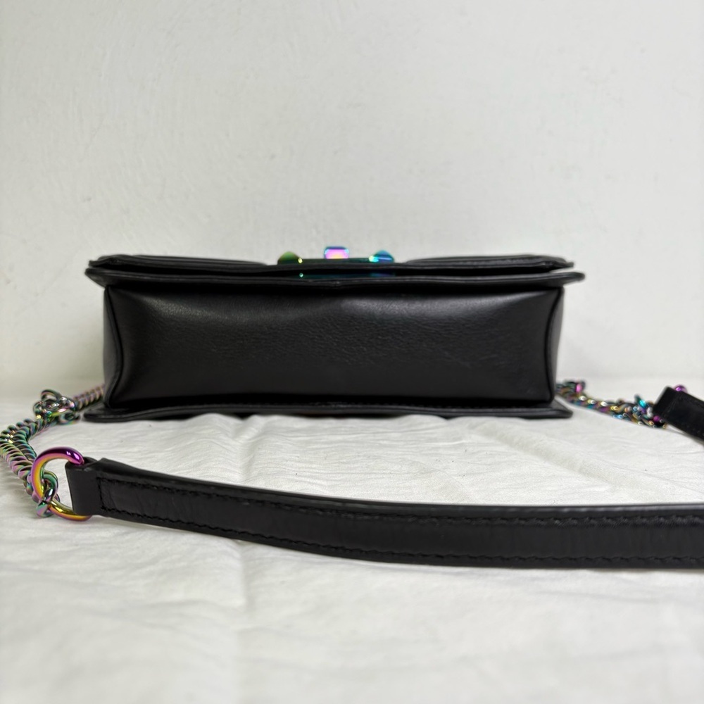 Rebecca Minkoff Oil Slick Suede Iridescent Love Chevron Quilted Crossbody Bag - Picture 3 of 16